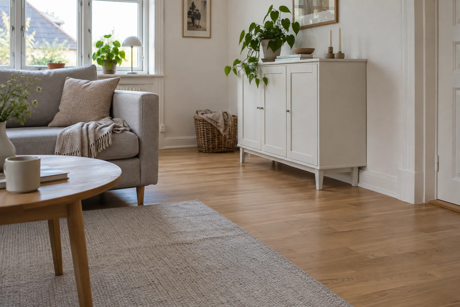 Stue med synlige gulvkanter