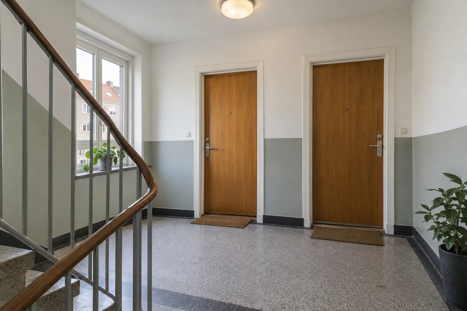 Fælles opgang med to lejlighedsdøre